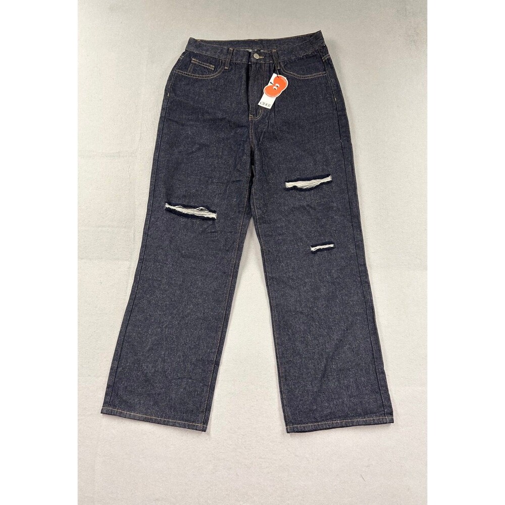 NWT Cider Large Happy House Dark Wash Wide Leg Jeans